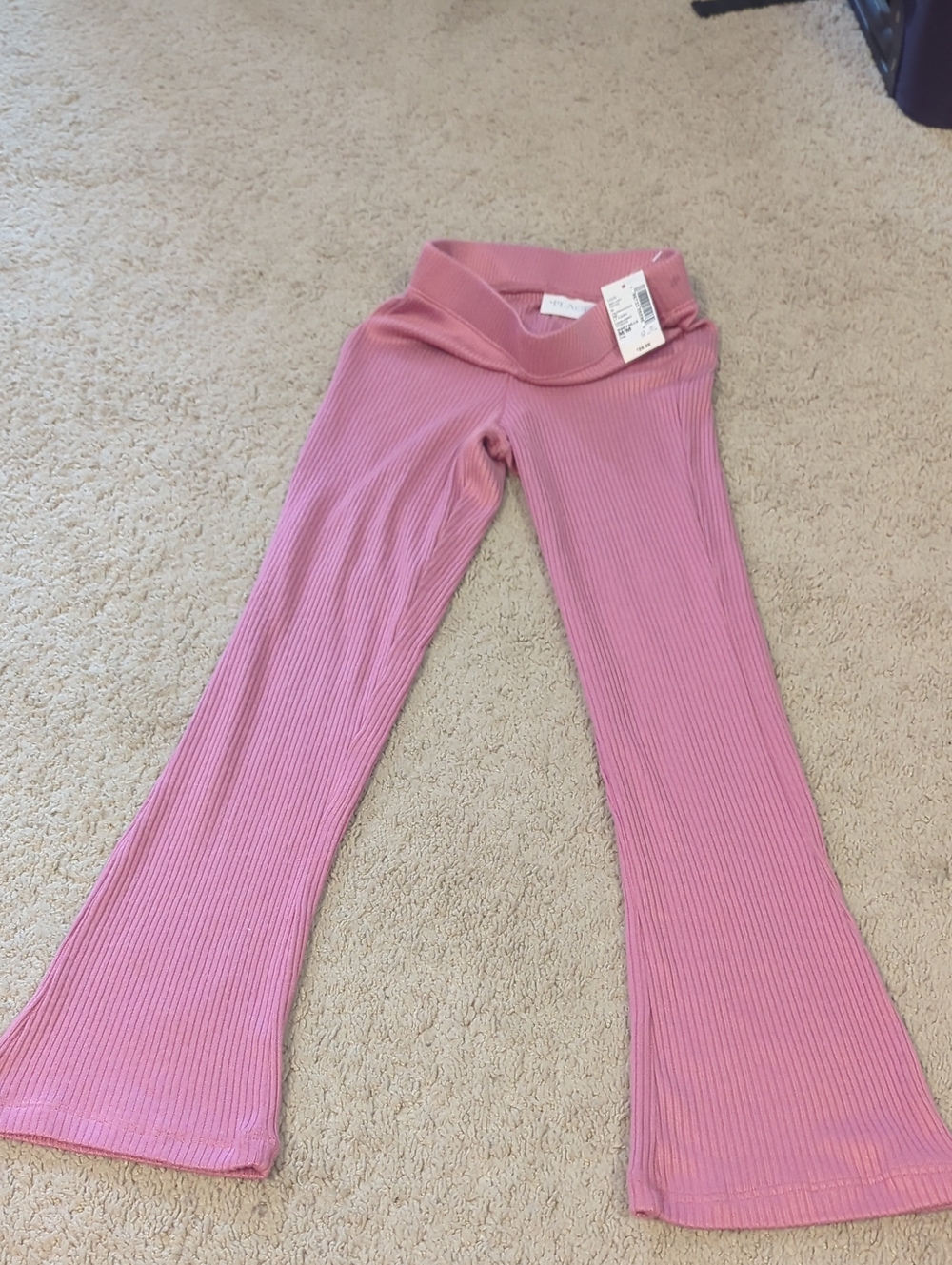 Children's Place Pink Ribbed Flare Leggings Size Medium 7/8
